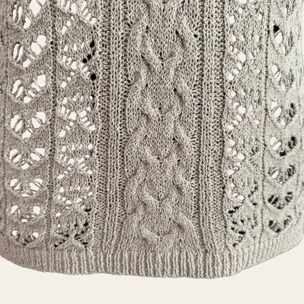 Free People Boho Crochet Tie Open Back S Top Stone Beige Tan Long Sleeves EUC - Picture 9 of 13